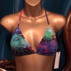 RIO STYLE REVERSIBLE COSMOS BIKINI TOP SIZE SMALL